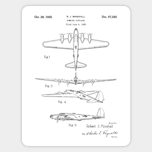 Bombing Airplane Patent Black Sticker